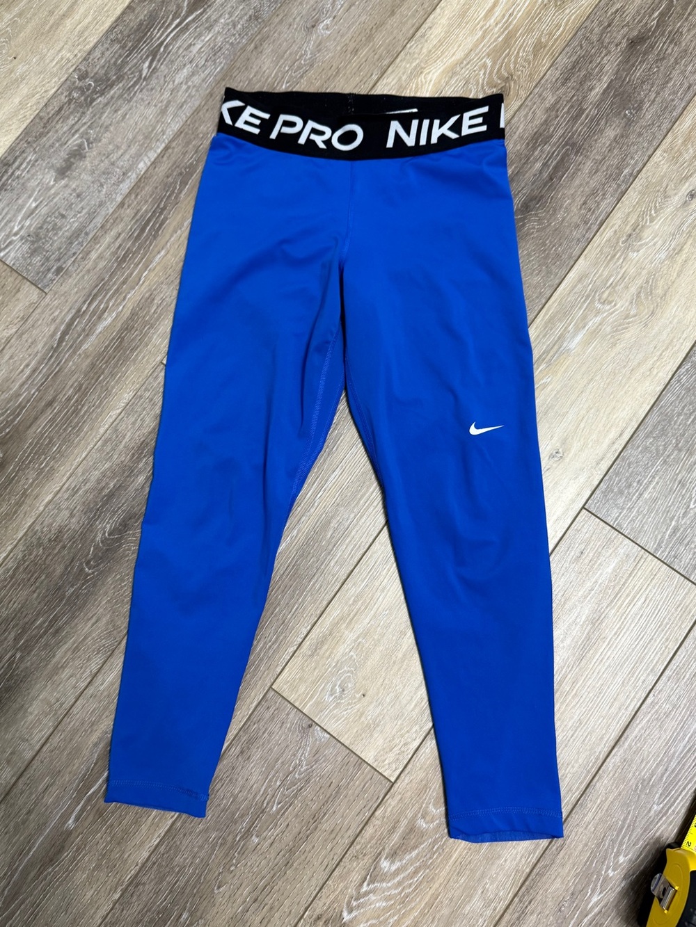 Nike Pro Royal Blue Performance Leggings with Black Branded Waistband